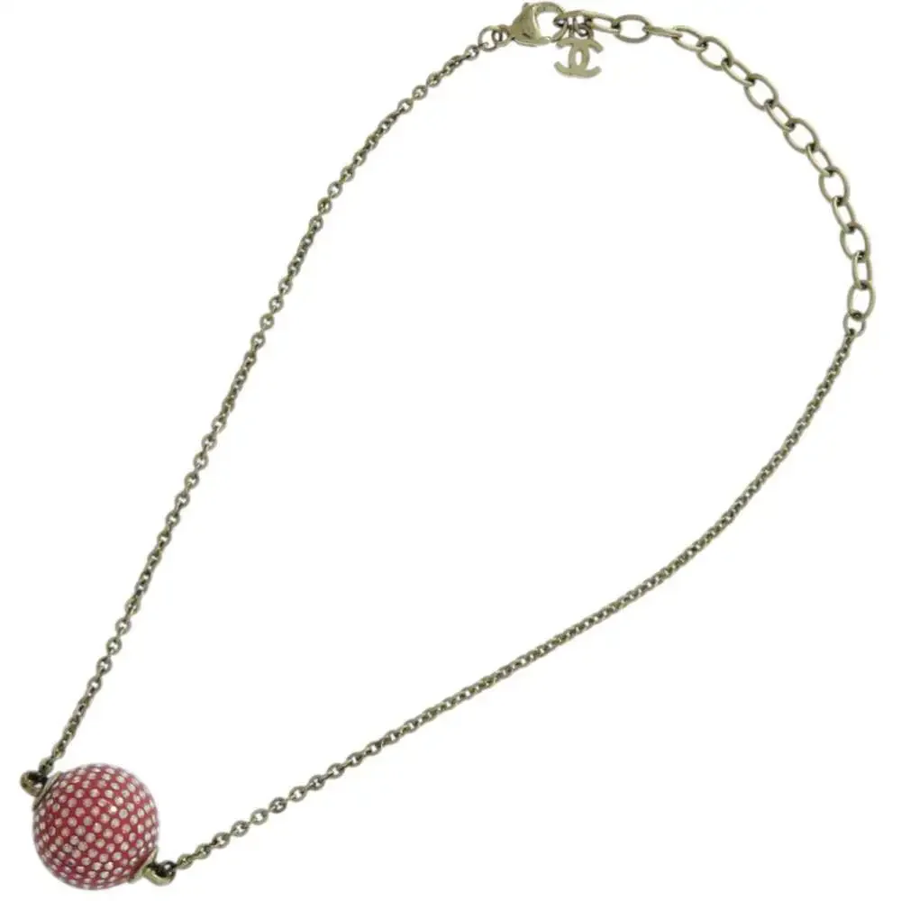 CHANEL Red Logo Necklace